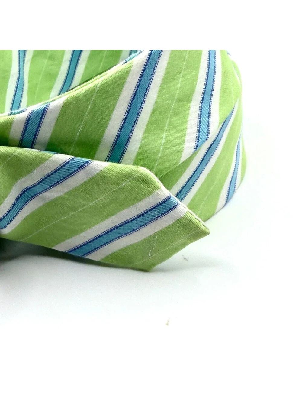 J.Crew Green Blue Striped Cotton D-Ring Ribbon Belt